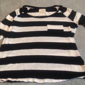 Forever XXI Black & White Stripe 3/4" Length Top